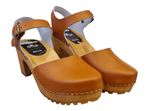 Heeled wooden clogs natural - wooden, of