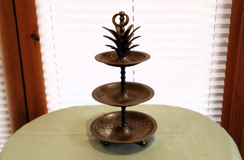 Vintage brass tier pineapple - vintage, 3-tier