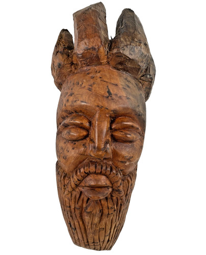 Hand carved burl wood mask - burl,