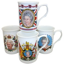 H M Queen Elizabeth II Diamond Jubilee 1952-2012 China Mug Set (Qty 4)  New