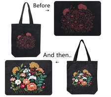 Flowers Embroidery Kit Tote