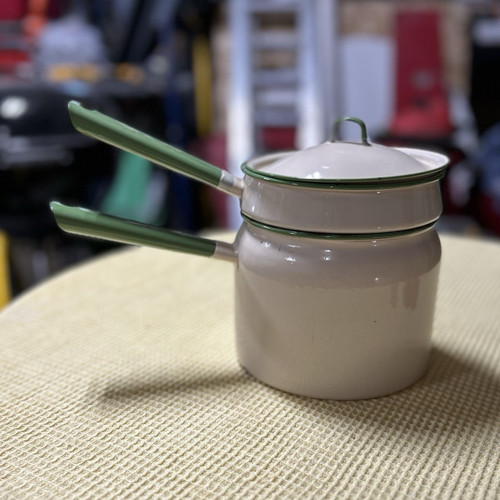 Vintage enamelware double - vintage,