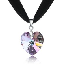 UK STOCK CHOKER NECKLACE MADE WITH SWAROVSKI CRYSTALS 14MM HEART VETRIAL LIGHT