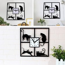 Square Cat Wall Clock 30cm 3D