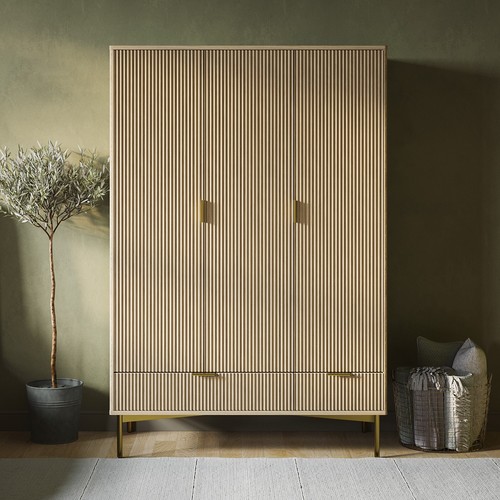 Oak and gold ribbed door - ribbed,