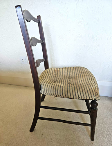 Dark wood antique ladder - antique, ladder-back