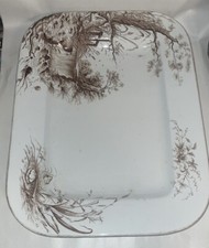 Antique Victorian J H Davis Cascade Brown & White Large Meat Plate 35x45cm 2.7kg