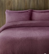 Brand New Mauve Teddy Fleece Asda George Double Duvet Set In Bag
