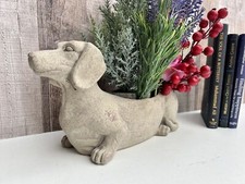 Sausage Dog Dachshund Grey Garden Indoor Outdoor Flower Plant Pot Planter 30cm