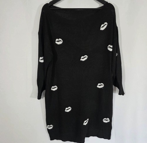 Shein curve black lip print - lip,