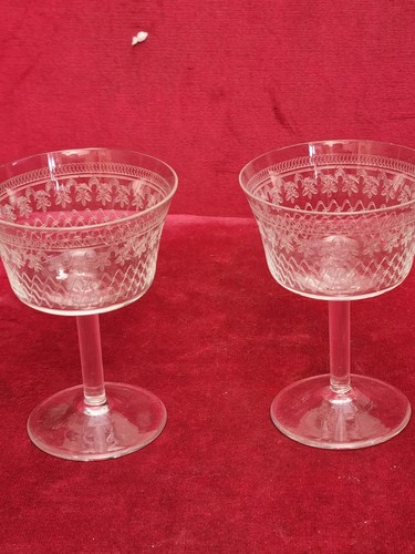 pair vintage etched cocktail