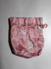 Pink Drawstring Toiletry/Make-up Bag With Bird, Floral Design. New.