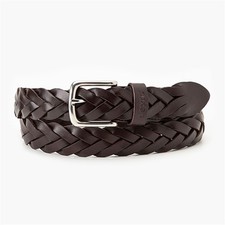Levi's Mens Leather Braid Belt Batson Brown Genuine Leather Size 32 UK Brand New