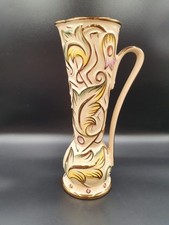 1950s Wade 'Gothic' Tall Jug, Vase, Hand-painted Moulded Stylised Flowers