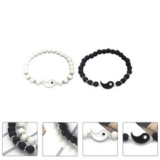 2Pcs Natural Stone Tai Chi Beaded Wristbands for Special Friends