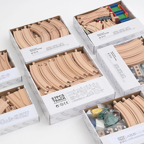 Wooden train track set beech - track,