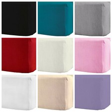 100%Brushed Cotton Fitted Sheet Thermal Warm Single Double King Bedding NEW