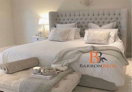 Bed frame upholstered double - ,