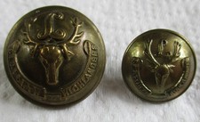 2x British Army:"SEAFORTH HIGHLANDERS BRASS BUTTONS" (25mm-18mm, WW1-WW2 Era)