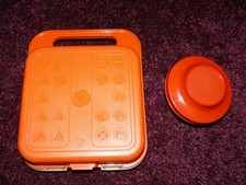Tupperware Orange Lunch / Sandwich Box Traffic Safety Signs 1970s/80's+Snack Pot