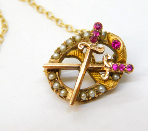 Victorian 10ct gold crossed - victorian, gold,