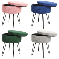 Round velvet storage footstool - velvet,