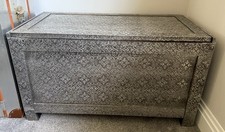 Metal effect wooden storage box/ottoman