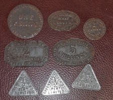 Co-Op Tokens Greenfield Co Operative Society 1p 3p 2' 5' ½ Crown ½ Pint 8 tokens