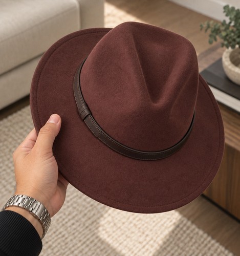 Men brown wool felt - men's, fedora