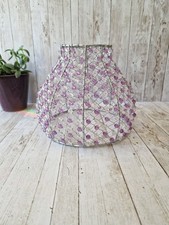 Vintage Small Wire Work Lampshade Ceiling Shade Bohemian Pink Lilac Beading
