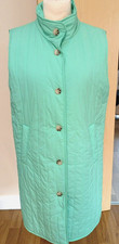 Tu Quilted Long  Gilet Green Size 14  Ladies Womens Ex Cond