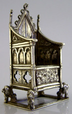 ENGLISH ANTIQUE STERLING SILVER MINIATURE CORONATION CHAIR 1901 ROYALTY