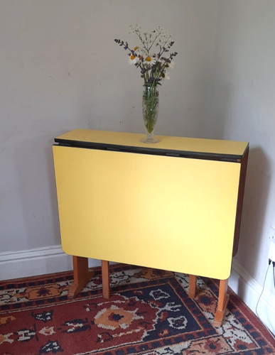 Vintage yellow formica drop - yellow,