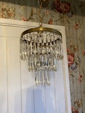 SPARKLING  VINTAGE LEAD CRYSTAL THREE TIER WATERFALL  CHANDELIER