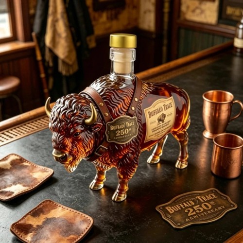 Bison shaped whiskey decanter - bison,