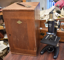 Vintage 1950s Prior Microscope With Case Great Condition Ready To Use