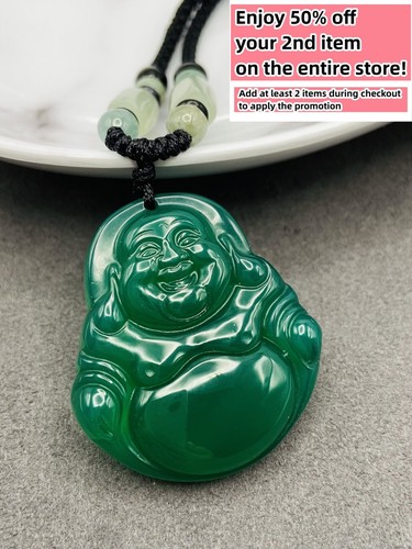 Jade buddha charm - jade, pendant