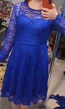 Medium Blue long-sleeved Lace