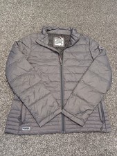 Original Puffa Down Jacket Women UK 14 Grey Zip Up Lightweight Feathers Packable