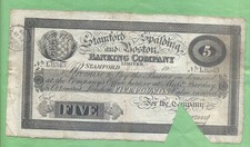 STAMFORD SPALDING & BOSTON BANK  £5 1901