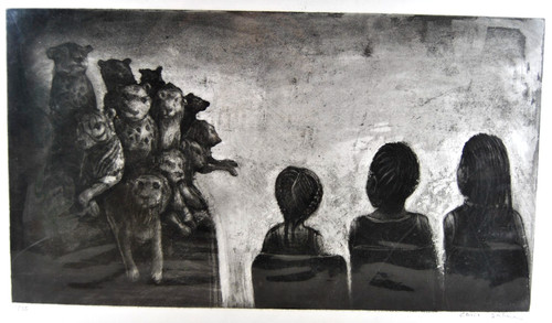 Large original tigers - tigers, etching