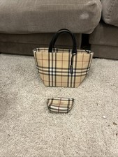 Burberry Beige Nova Checks All Over Print Tote Bag Material
