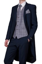 Navy Blue Tailcoat Jacket Slim