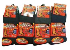 3 6 Pairs Mens Thermal Socks Black Thick Warm Outdoor Work Boot Socks Size 6-11