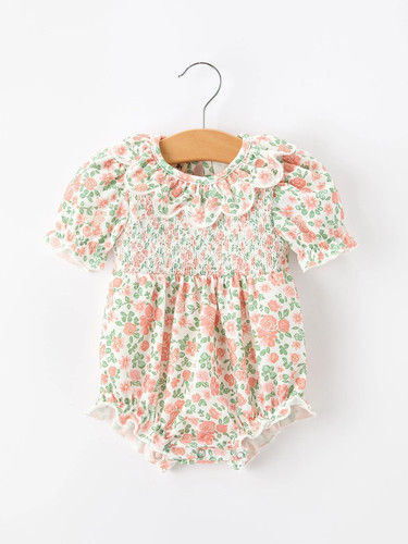 Fall blush floral baby romper - blush,