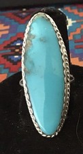 STERLING SILVER PERSIAN TURQUOISE RING SIZE 7.5 - KENNY RAY MCNEILLEY JR.