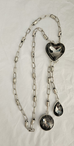 Silver tone heart charm centre - silver,