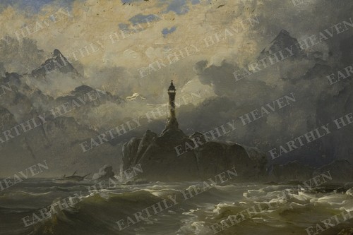 Lighthouse stormy sea - lighthouse, in