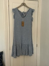 Next Linen Mix Blue Dress Size