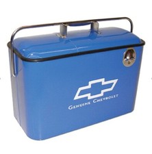 Vintage Beverage Cooler Blue with Chevrolet Logo